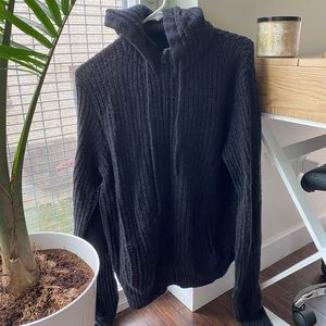 Joseph Abboud Hooded Full-Zip Sweater Navy Blue